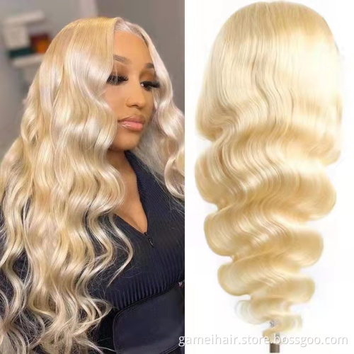 wholesale 150% Density 13x4 613Honey Blonde Lace Front Human Hair Wig Body WaveTransparent Lace Brazilian 100% virgin human hair